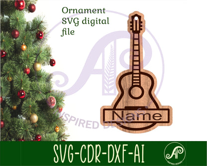 Acoustic guitar ornament design SVG / DXF / AI