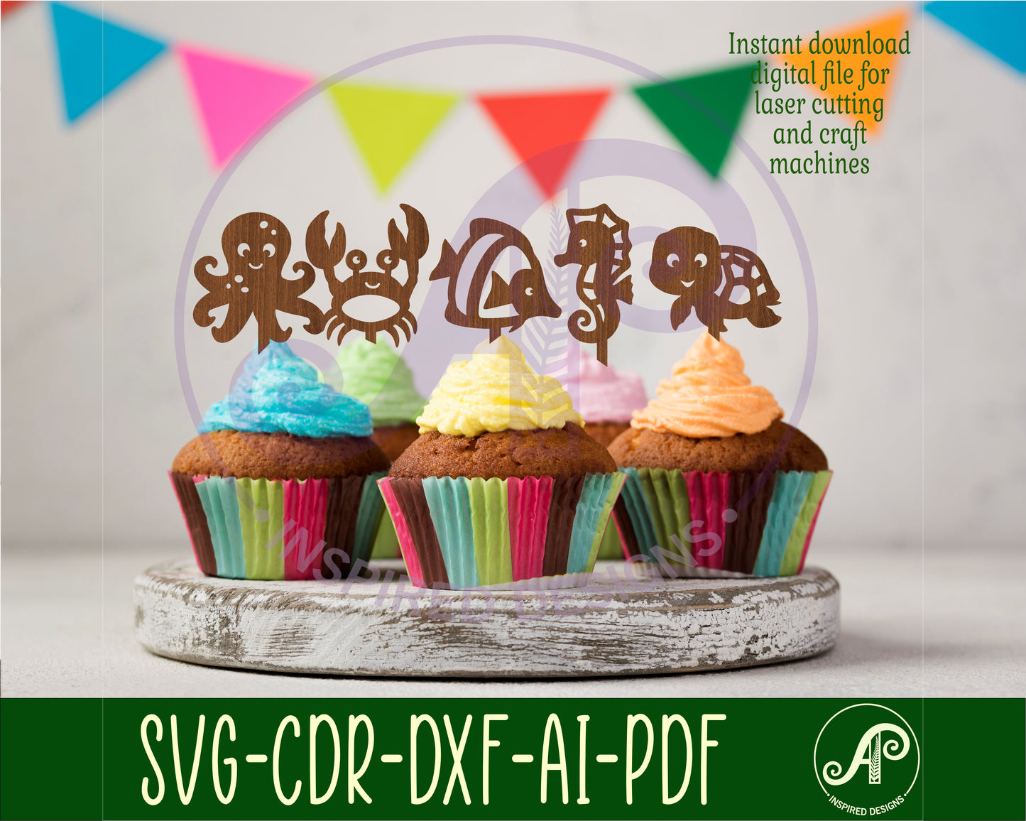 Underwater animal cake topper design SVG / DXF / AI / PDF / CDR