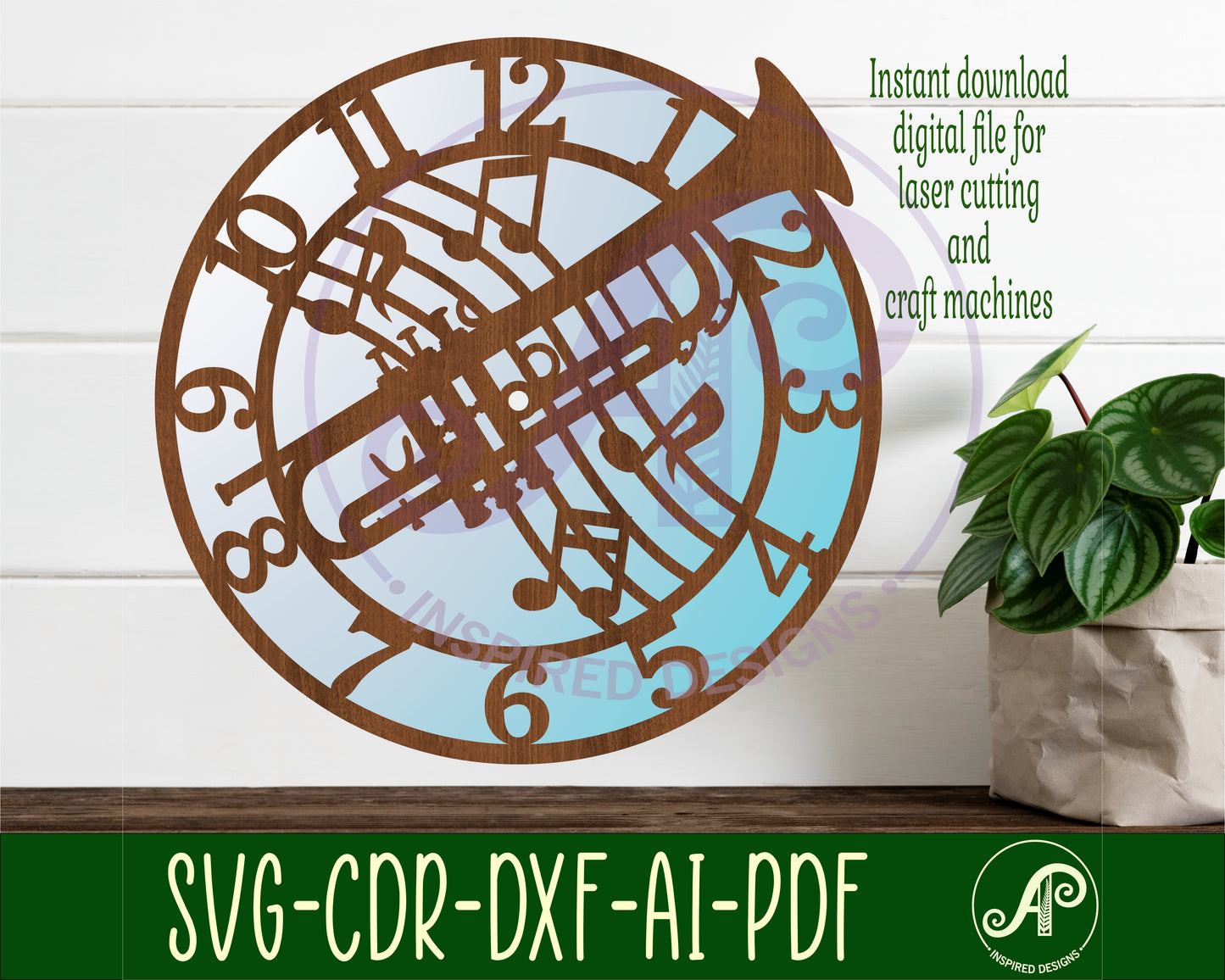 trumpet clock template design