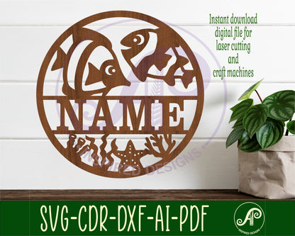 Tropical fish name wall sign. SVG / DXF / AI / PDF / CDR