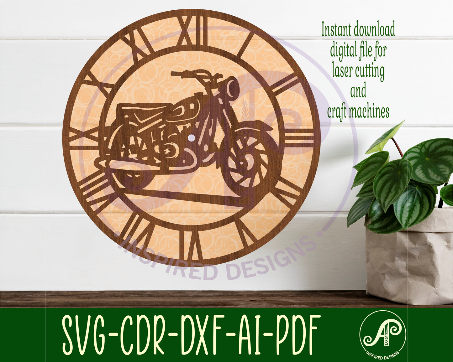 Motorcycle wall clock template design