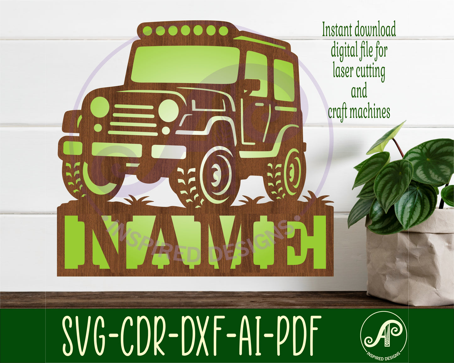 Off road vehicle design shape name sign SVG / DXF / AI / PDF / CDR