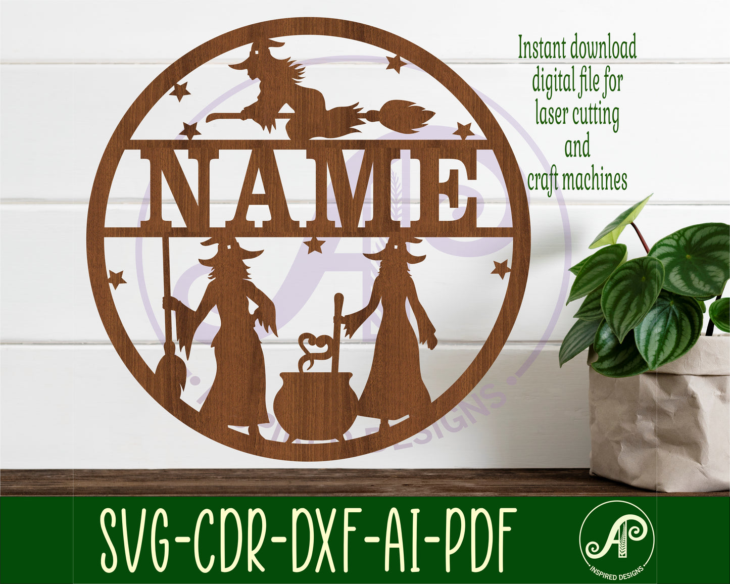 Witch name wall sign. SVG / DXF / AI / PDF / CDR