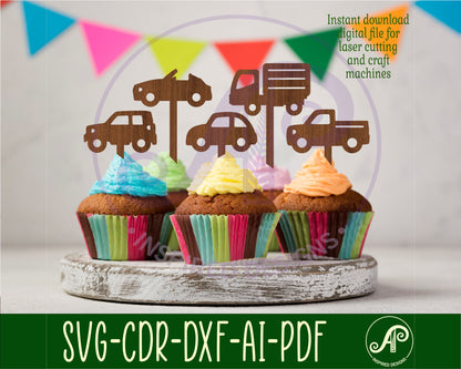 Vehicles cake topper design SVG / DXF / AI / PDF / CDR