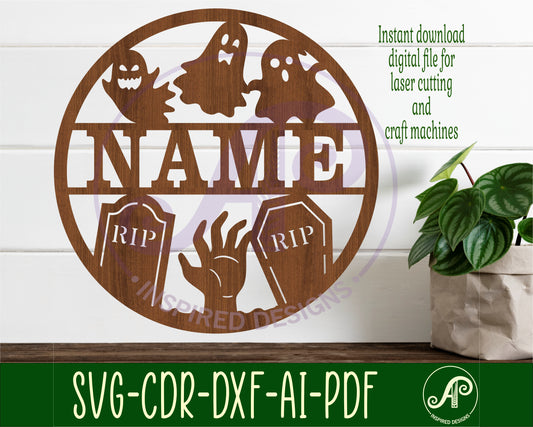 Ghosts and graves name wall sign. SVG / DXF / AI / PDF / CDR