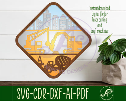 Construction layered wall sign design SVG / DXF / AI / PDF / CDR