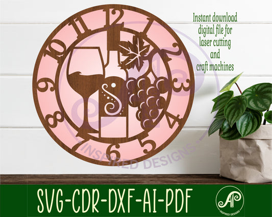 Wine wall clock template designs