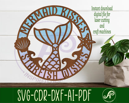 Mermaid kisses wall sign design SVG / DXF / AI / PDF / CDR