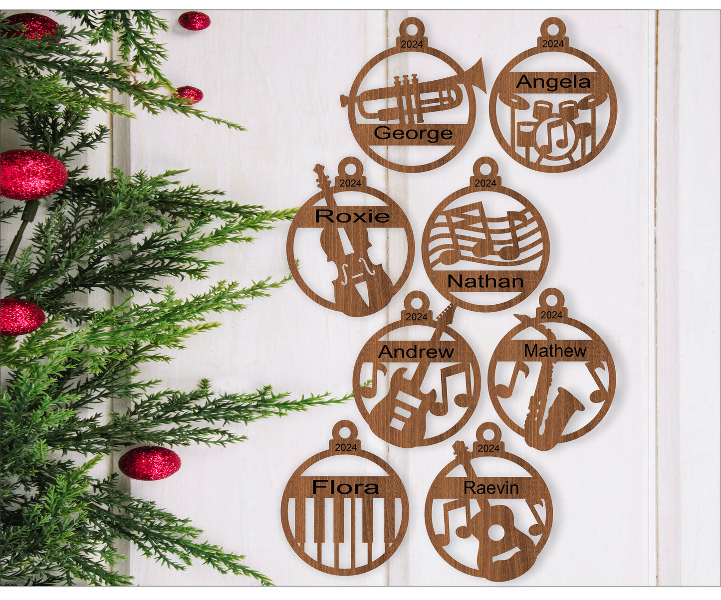 Music instruments Christmas Ornament SVG laser cut files