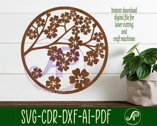 Cherry blossom wall sign design SVG / DXF / AI / PDF / CDR