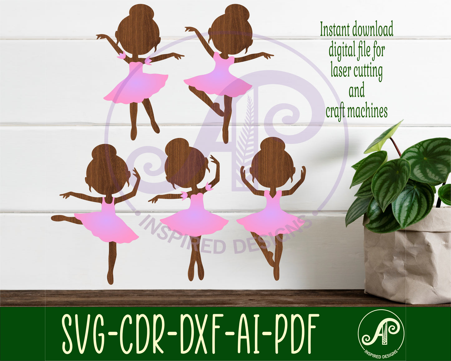 Little ballerinas designs, 5 silhouette shapes