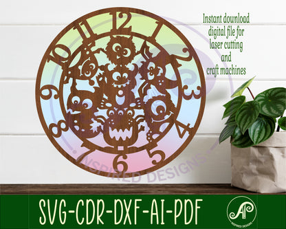 Monsters wall clock template design