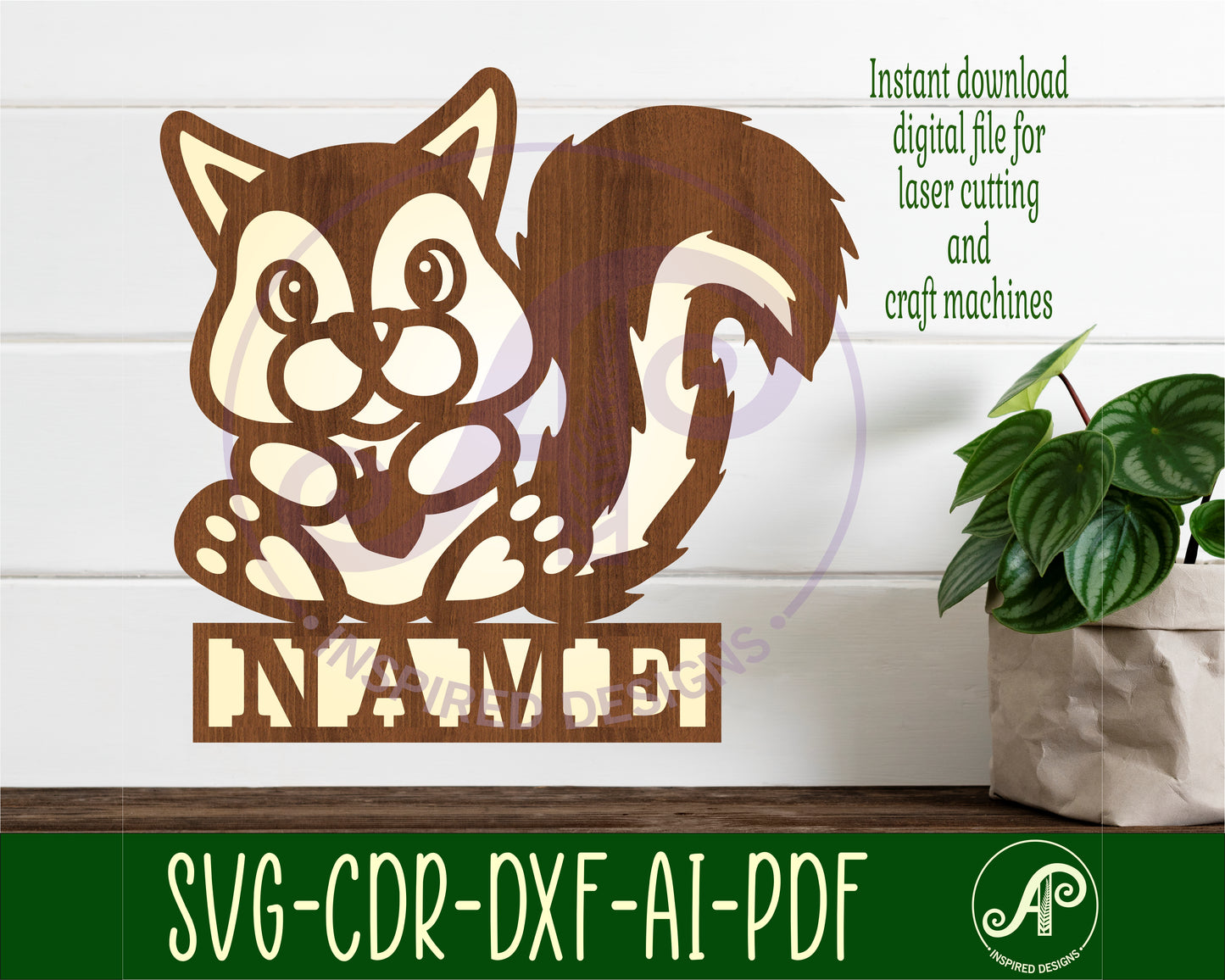 Squirrel shape name sign SVG / DXF / AI / PDF / CDR