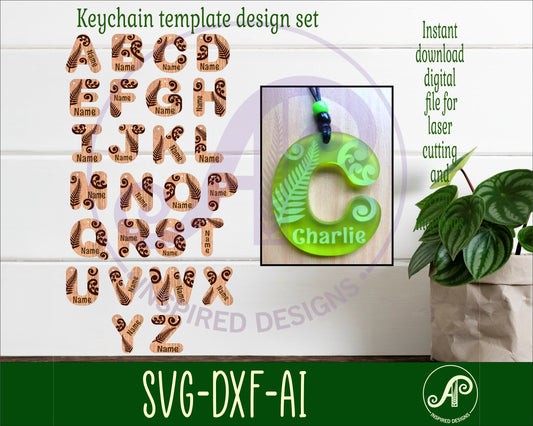 Kiwiana letter tag designs SVG / DXF / AI