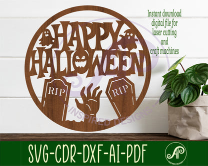 Happy halloween  grave yard wall sign design SVG / DXF / AI / PDF / CDR