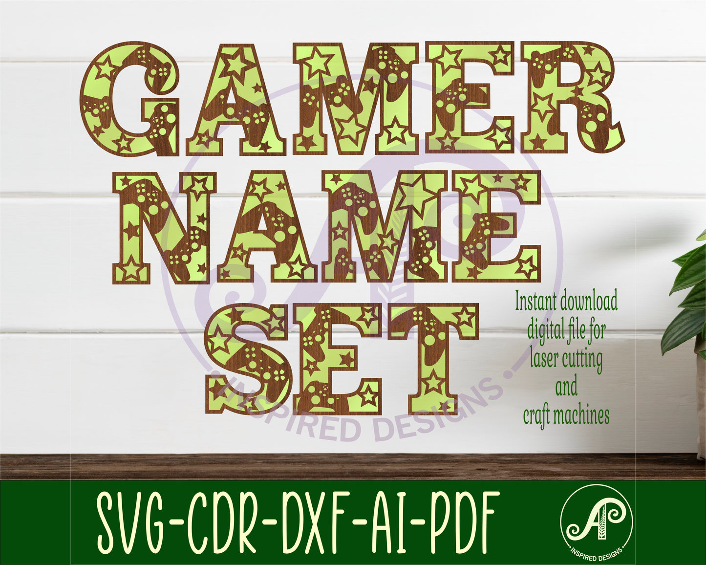 Gamer alphabet letter set. 61 letter options