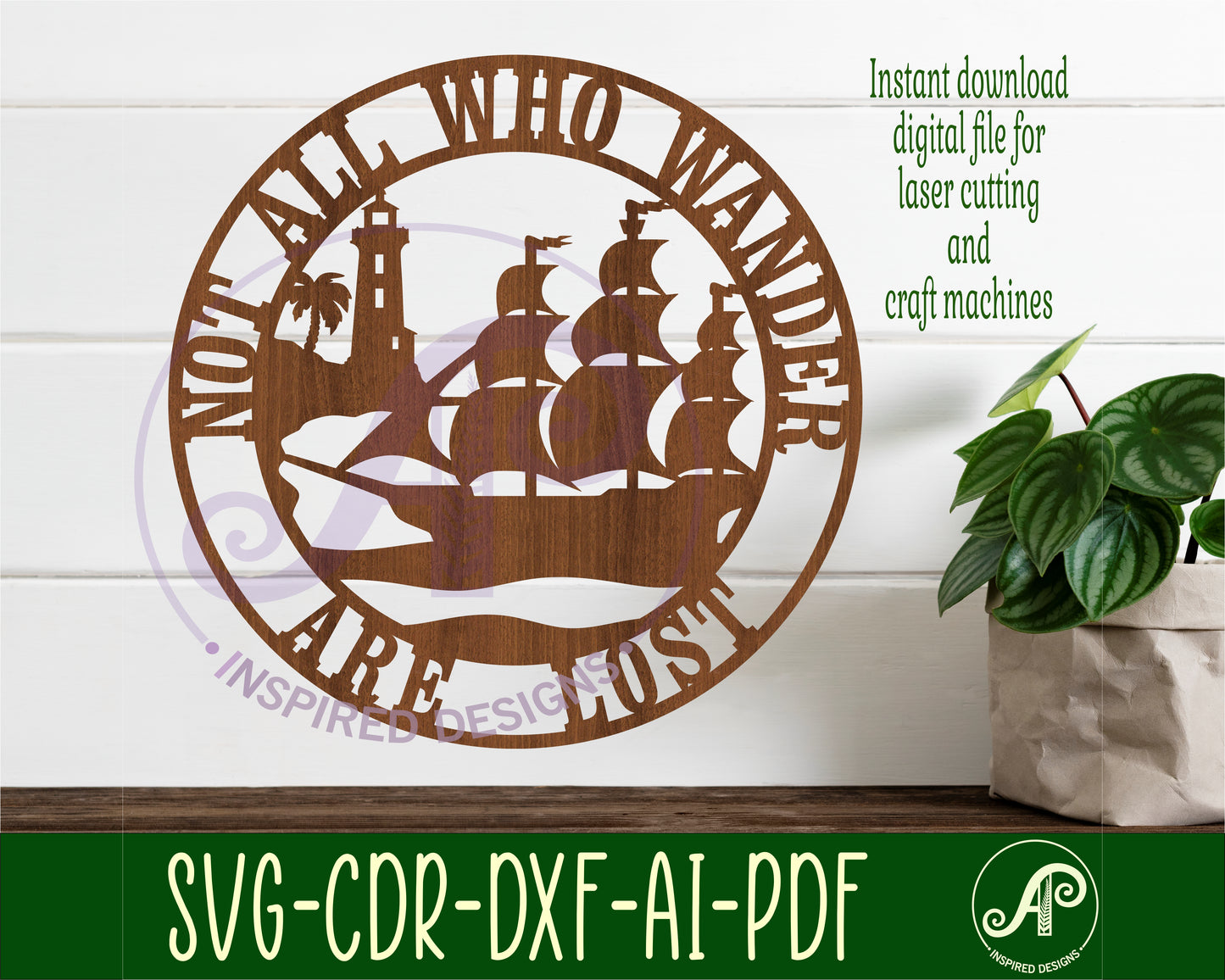 Not all who wander nautical wall sign design SVG / DXF / AI / PDF / CDR