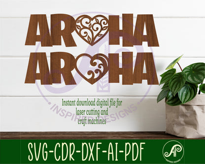 Aroha NZ wall sign design SVG / DXF / AI / PDF / CDR