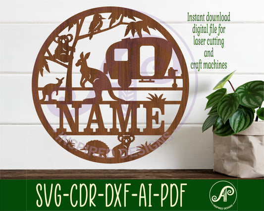 Australian caravan name wall sign. SVG / DXF / AI / PDF / CDR