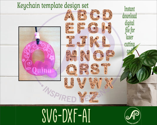 Vine letter tag designs SVG / DXF / AI