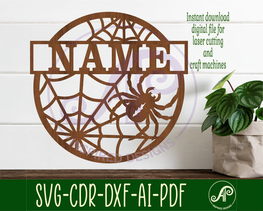 Spider name wall sign. SVG / DXF / AI / PDF / CDR