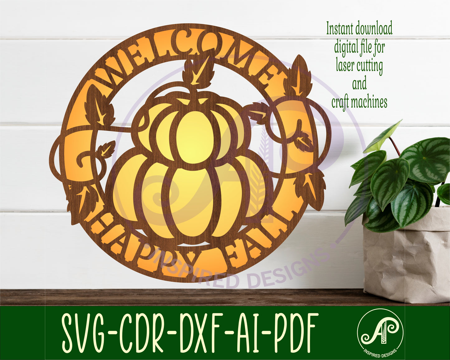 Welcome, happy fall wall sign design SVG / DXF / AI / PDF / CDR