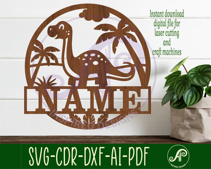 Brontosaurus Dinosaur name wall sign. SVG / DXF / AI / PDF / CDR