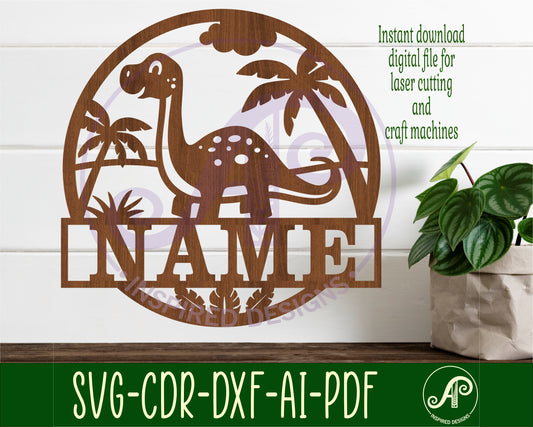 Brontosaurus Dinosaur name wall sign. SVG / DXF / AI / PDF / CDR