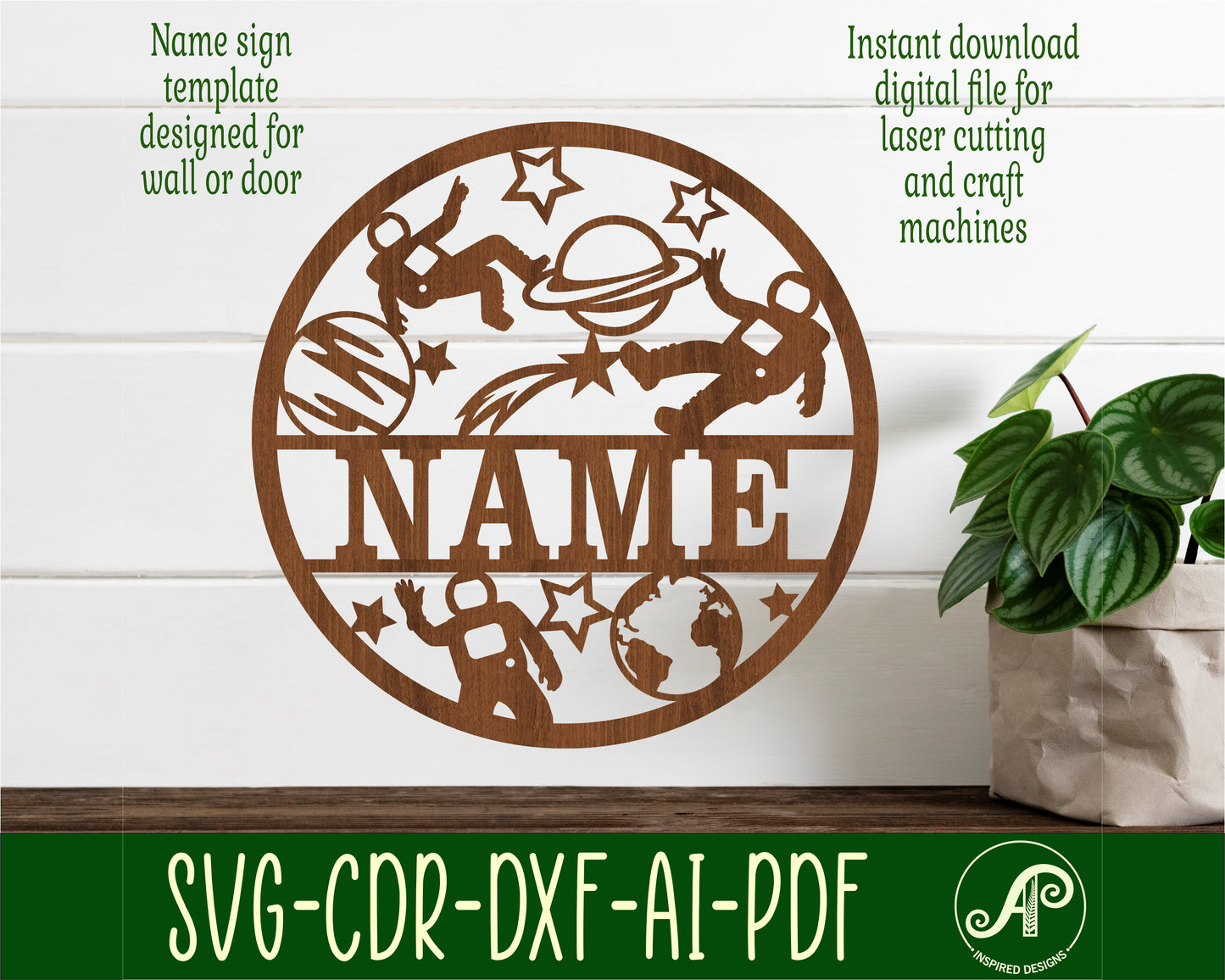 Astronauts name wall sign. SVG / DXF / AI / PDF / CDR