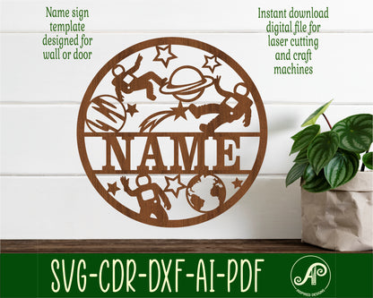 Astronauts name wall sign. SVG / DXF / AI / PDF / CDR