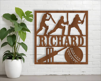 Cricket name wall sign. SVG / DXF / AI / PDF / CDR