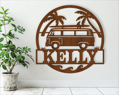 Vintage van name wall sign. SVG / DXF / AI / PDF / CDR