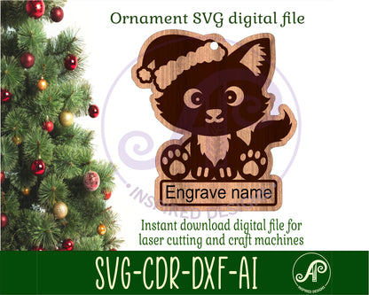 Cute cat engraved ornament design SVG / DXF / AI