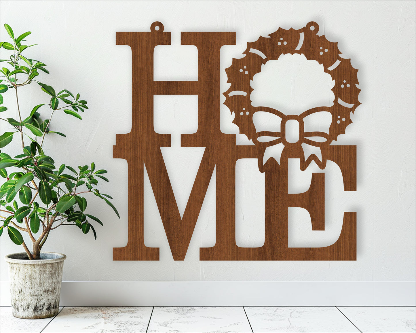 Home word wreath wall sign design SVG / DXF / AI / PDF / CDR