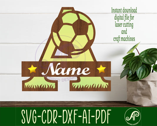 Soccer layered monogram sign SVG / DXF / AI / PDF / CDR