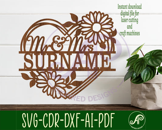 Daisy Mr and Mrs shape name sign SVG / DXF / AI / PDF / CDR