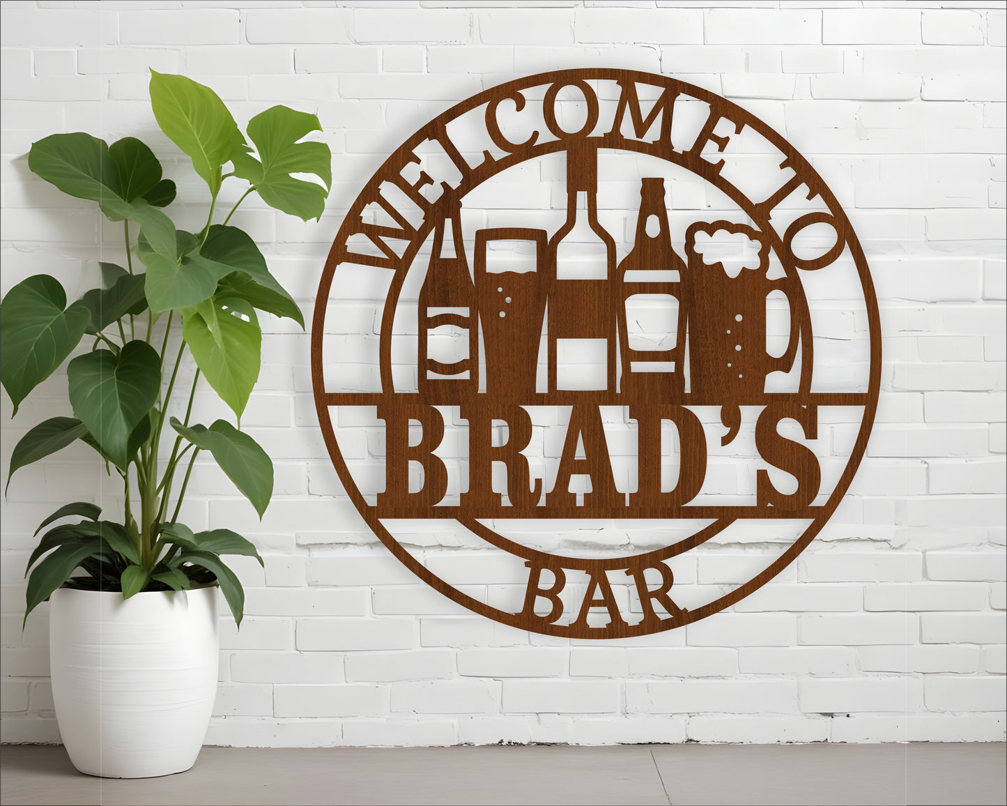 Bar sign. Welcome to name's bar wall sign. SVG / DXF / AI / PDF / CDR