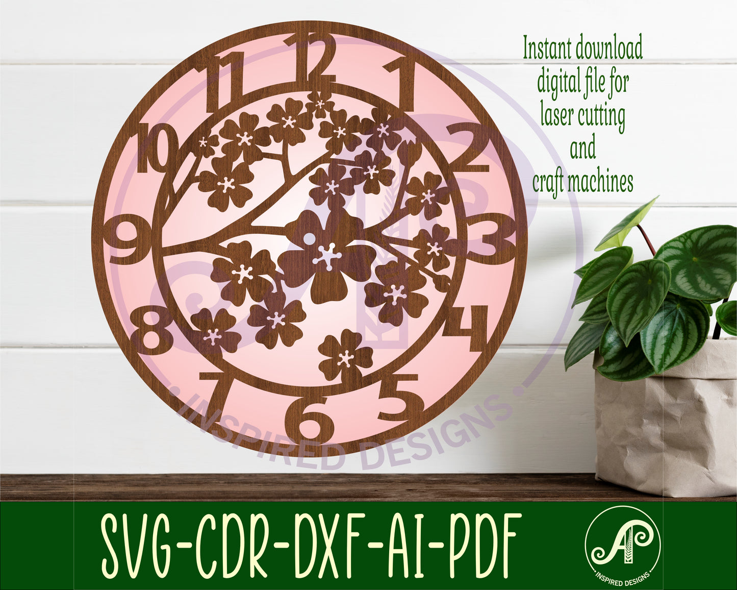 Cherry blossom clock template design