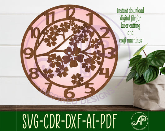 Cherry blossom clock template design