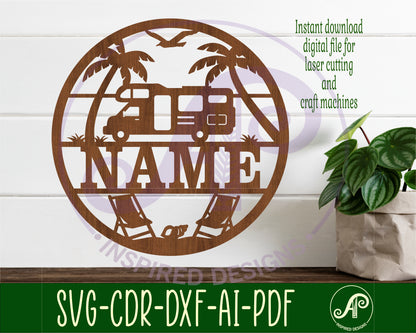 Beach Caravan name wall sign. SVG / DXF / AI / PDF / CDR