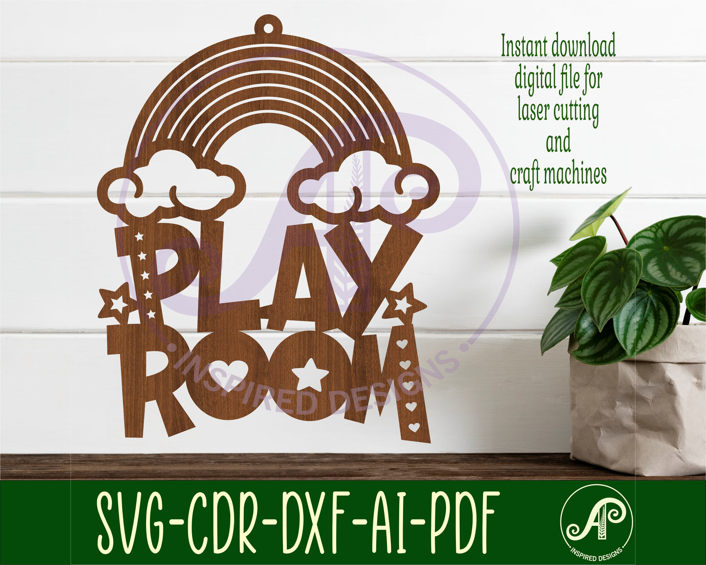 Play room rainbow wall sign design SVG / DXF / AI / PDF / CDR