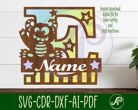 Monster layered monogram sign SVG / DXF / AI / PDF / CDR