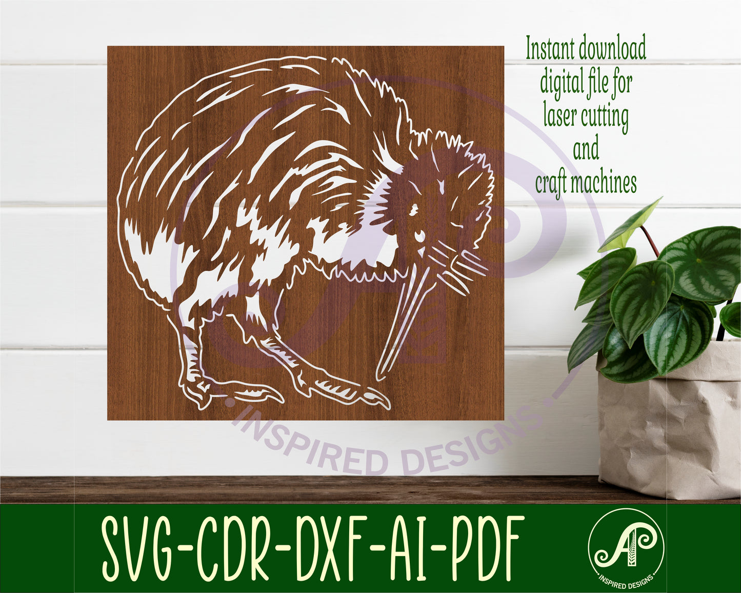 New Zealand kiwi stencil wall sign design SVG / DXF / AI / PDF / CDR