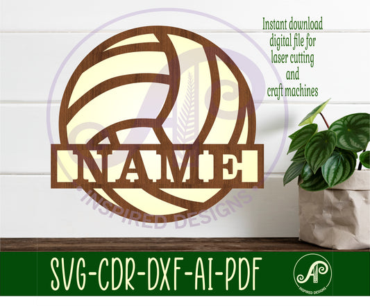 Volleyball shape name sign SVG / DXF / AI / PDF / CDR