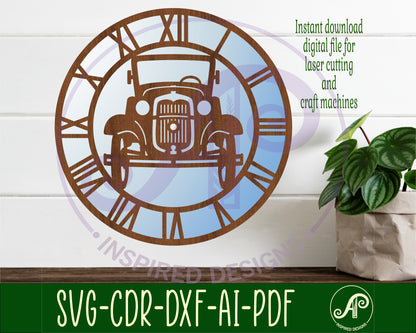 Vintage car wall clock template design