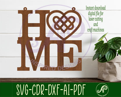 Home with celtic heart  wall sign design SVG / DXF / AI / PDF / CDR