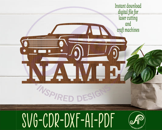 Classic car shape name sign design 1 SVG / DXF / AI / PDF / CDR