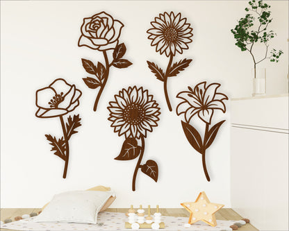 Flower cut out wall sign designs SVG / DXF / AI / PDF / CDR