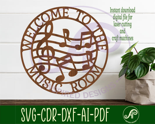 Music room wall sign design SVG / DXF / AI / PDF / CDR