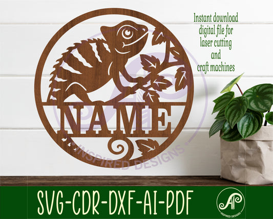 Chameleon name wall sign. SVG / DXF / AI / PDF / CDR